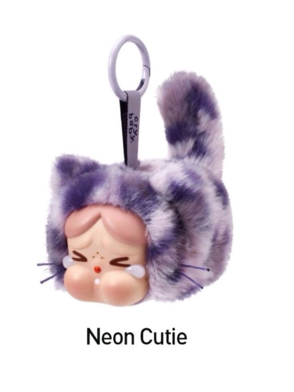 Pop mart Neon Cutie Purple Faux Fur Cat Keychain Charm